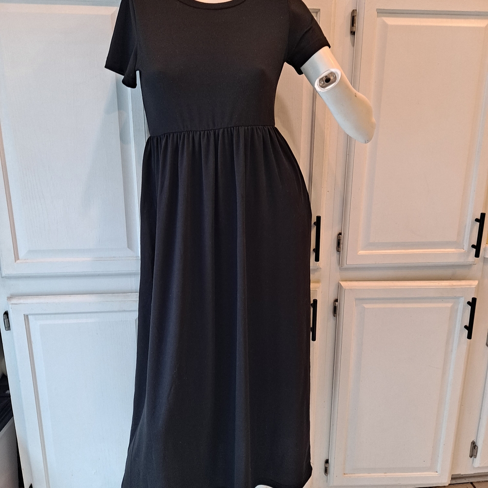 Charming Black Kids Casual Maxi Dress With Pockets